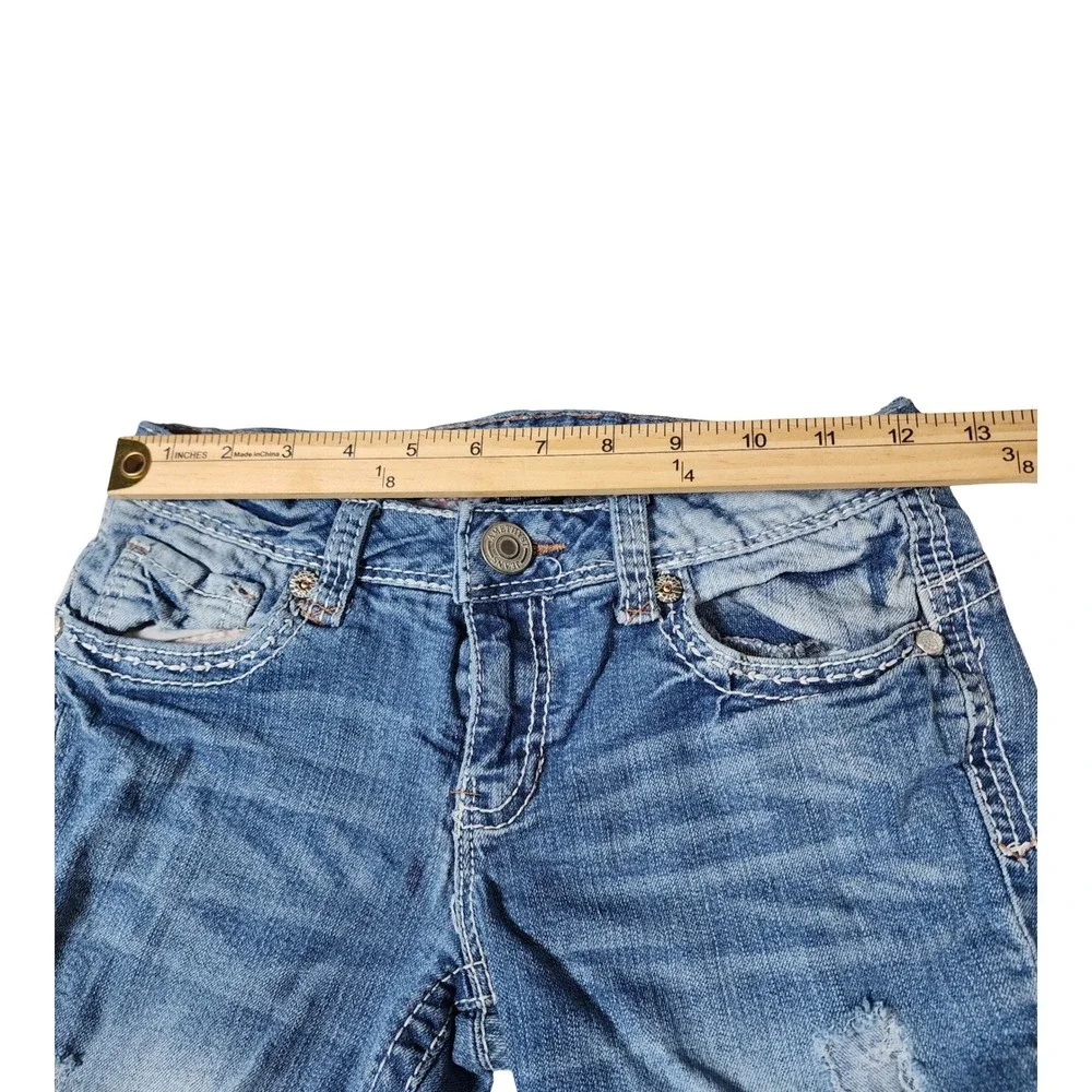 Series 31 Amethyst Distressed Denim Shorts Blue Sequin Flap Pocket Size‎ 3